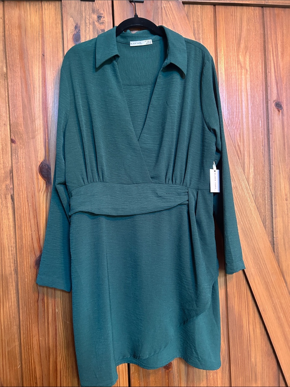 NWT BLACK TAPE Women's Forest Green wrap dress